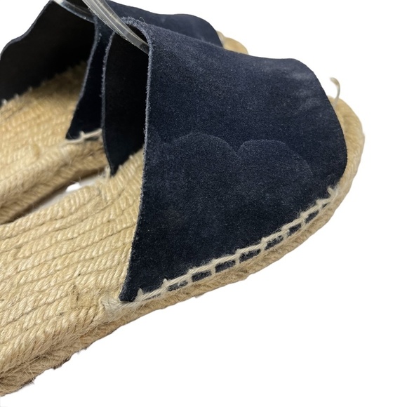 J CREW Genuine Leather Blue Suede Slides Espadrilles Flats Sandals Shoes sz 5 - Picture 4 of 16